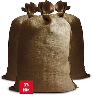 NOOR PREMIUM Jutesäcke 3er Pack Gr.S 60 x 105 cm I 3x Multifunktionaler Jutesack I Winterschutz für Topf- & Kübelpflanzen I Frostschutz für Pflanzen I Pflanzen-Überwinterung Ökosack I Gartensack Natur