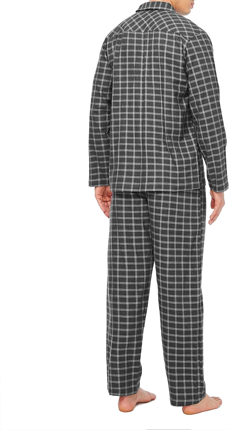 David Archy Men's Flannel Pajama Set Soft Cotton Button-Down Sleepwear With Fly Big and Tall PJ Set Lounge Wear at  Men’s Clothing store