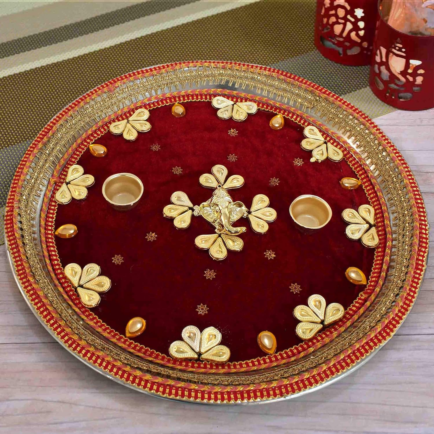 Buy Tied Ribbons Decorative Pooja Thali For Home Puja Thali 13 5