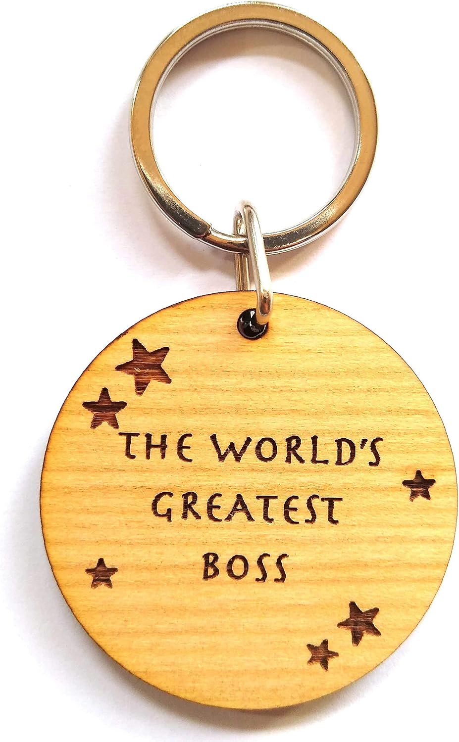 The Worlds Greatest BOSS Wooden Wood Keyring Key Ring Birthday Christmas Secret Santa Gifts Novelty Presents Ideas for Him Her