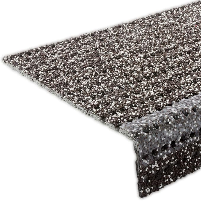 etm Stufenmatten - Sicherheitsstufenmatten für Außentreppen - schwarz-braun, 25x73cm, mit Winkel