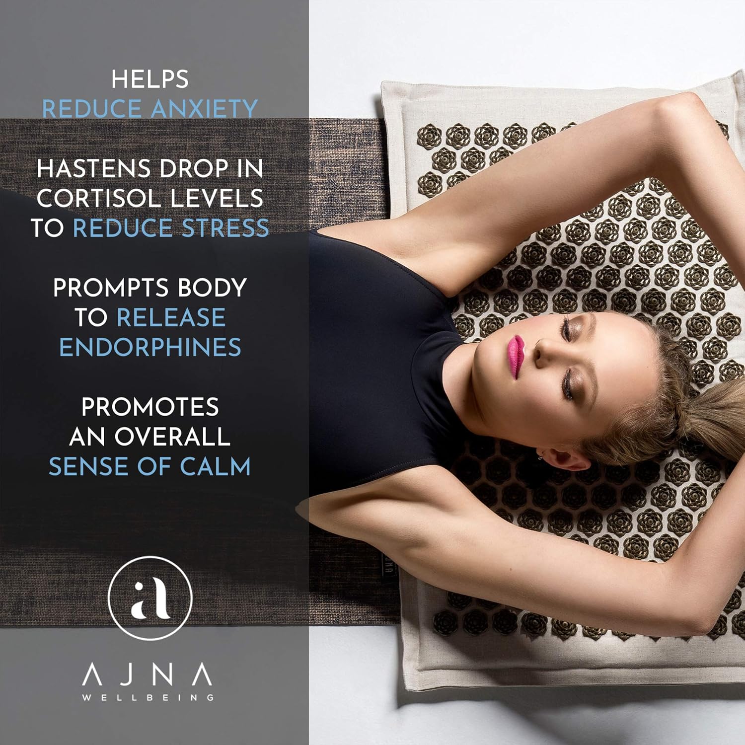 Ajna Acupressure Mat for Massage - Natural Organic Linen Cotton Acupuncture Mat and Bag - Back Pain Relief, Neck Pain Relief, Stress Reliever, Reflexology, Sciatica, Trigger Point Therapy (Natural): Health & Personal Care