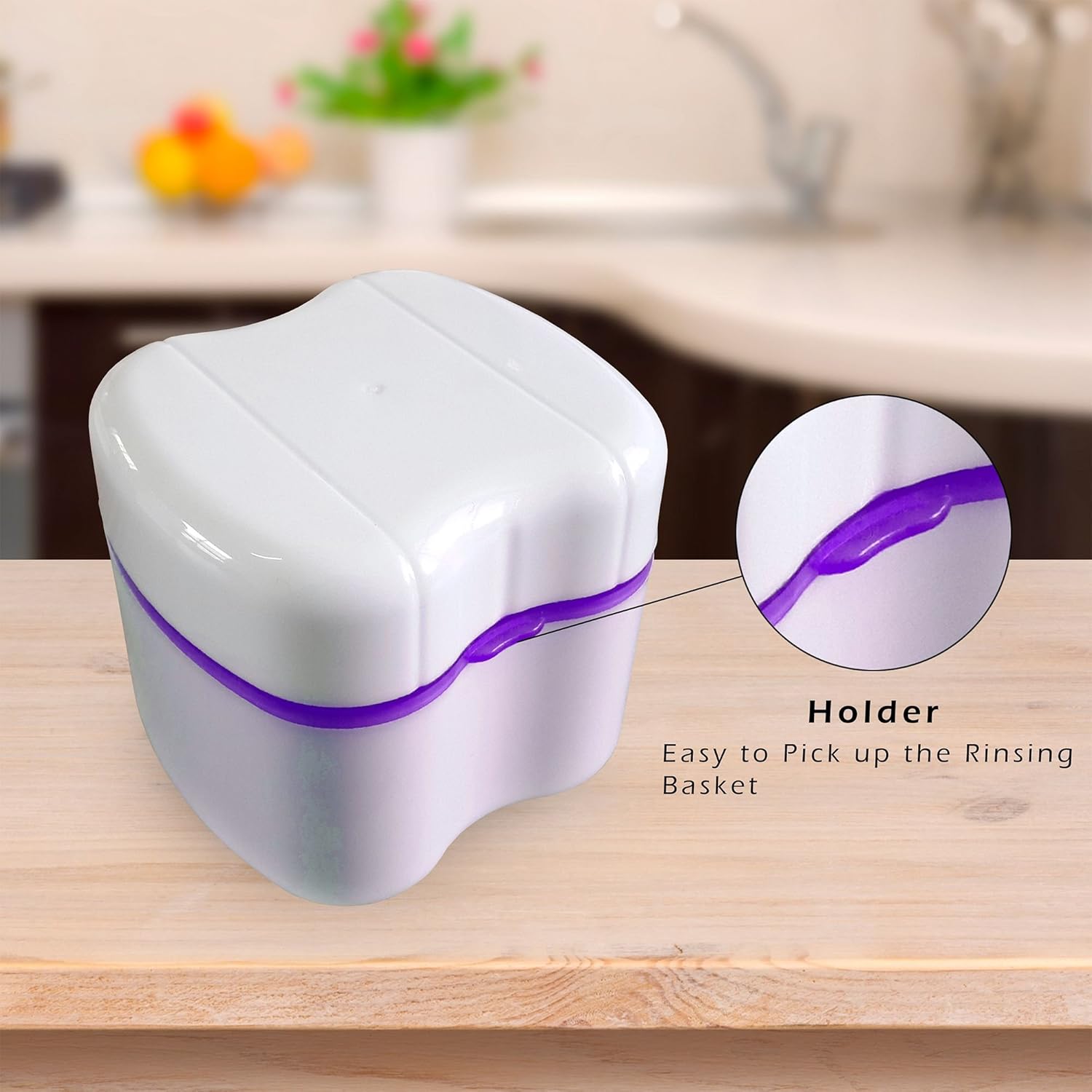 Gus Craft Lavender Purple Denture Box with Simple Retrieval Tab, Great for Dental Care, Easy to Open, Store and Retrieve (Lavender Purple): Home & Kitchen
