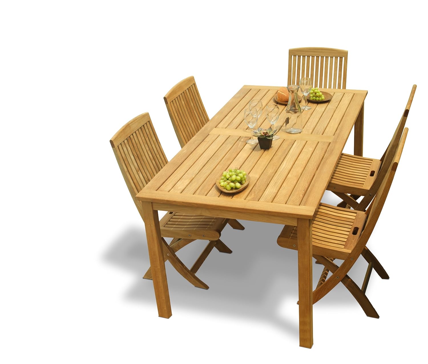 Three Birds Casual Brunswick Rectangle Dining Table with Braxton Folding Side Chairs Set, Teak