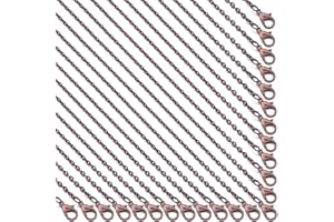 Forise 24 Pack Necklace Chains Bulk 2mm Antique Red Copper Alloy Cable Links Chains for DIY Jewelry Making 20 Inches