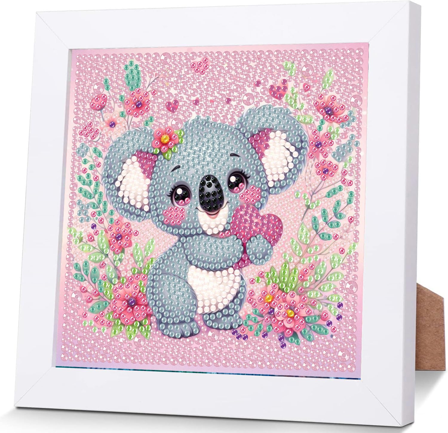 Viart Koala Diamond Art Kits for Kids with Frame - Koala Diamond Painting Kids, Animals Gem Art Kits, Easy DIY Crystal Mosaic Kits for Children Girls Boys Gifts (7x7inch)