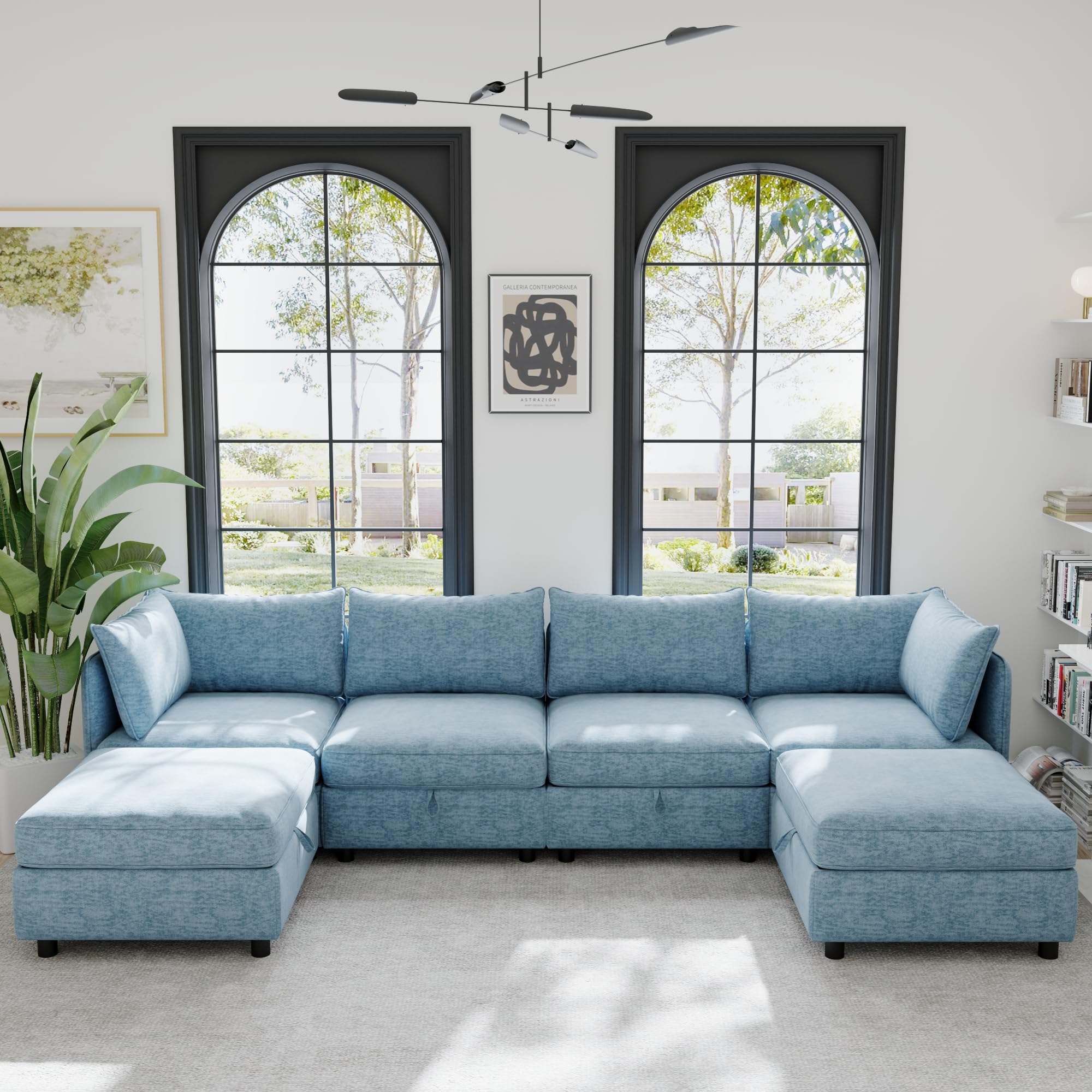 Photo 1 of ***PARTIAL SET*** Oversized Modular Storage Sectional Sofa Customizable Seating Group Sofa&Couch Convertible Sleeper Sofabed with Movable Ottomans and Seat, U-Shaped Chenille Upholstered Sofa Couch for Living Room