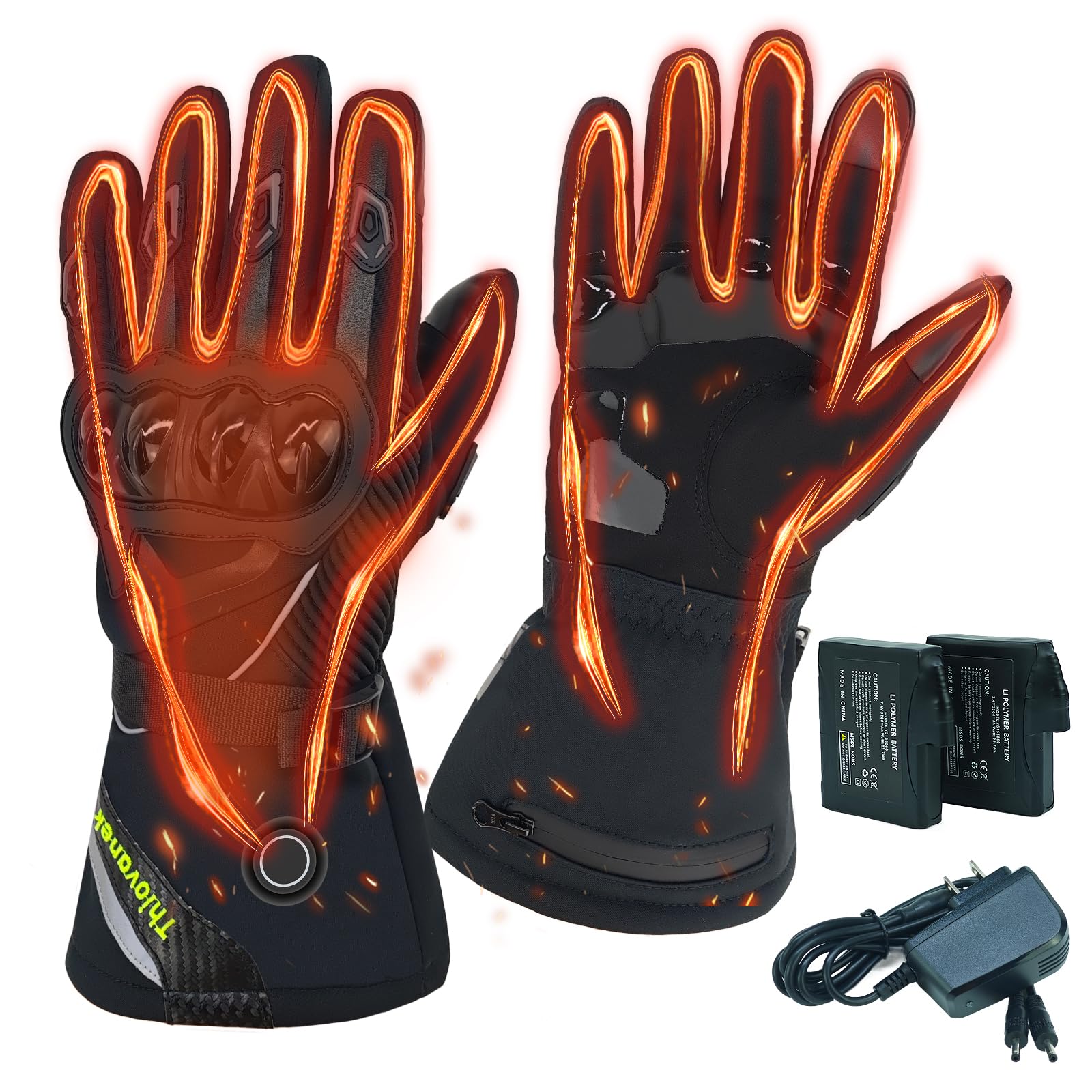 Heated Motorcycle Gloves for Men Women Waterproof Winter Rechargeable Gloves Windproof Motorcycle Riding Winter Thermal Glove Electric Heating Glove for Cycling Skiing Snowboarding Motorcycle Racing
