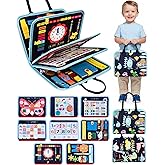 Busy Board for 1 Year Old, Busy Book for Toddlers 1-3, Montessori Toys for 1 Year Old, Educational Sensory Activities, Learning Toy Fine Motor Skills, Travel Toy for Toddler, Boy Birthday Gifts