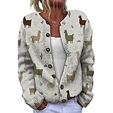 domirica Chunky Sweater Women Crewneck Long Sleeve Women's Funny Y2K Fall Winter Floral Sweater Button Up Trendy Outfits