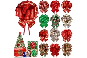 Deffdns 12 PCS Christmas Bows for Gift Wrapping,5 inch Large Xmas Holiday Pull Bows for Present,Gift Baskets,Wine Bottles,Bouquet,Christmas Wrapping Decorations [Mix Color]