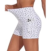 HERRLA Womens High Waisted Biker Shorts with Pockets for Athletic Yoga Gym Running Workout Summer
