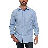 Wrangler Button Up Long Sleeve Shirts for Men Big and Tall, Lightweight Chambray Mens Dress Shirts, Western Shirt
