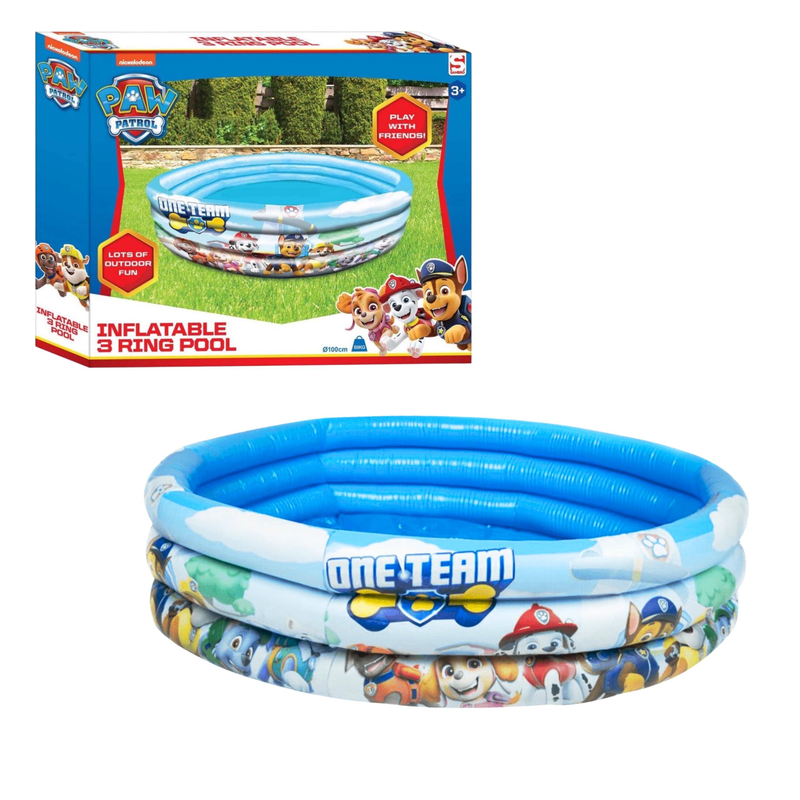 Paw Patrol Inflatable Round Multi-coloured Pool, 100 cm