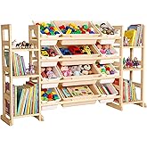 Amdermi Kids Toy Storage Organizer, 52" W White 6-Shelf Bookcase with 12 Bins, Cubby Unit for Toddler Playroom & Bedroom Organization