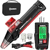 KAIWEETS Circuit Breaker Finder with LCD Display, GFCI Outlet Tester, Electrical Circuit Tracer Tool with NCV Test &amp; Flashlight, Includes Carrying Case and Adapters- KT301P