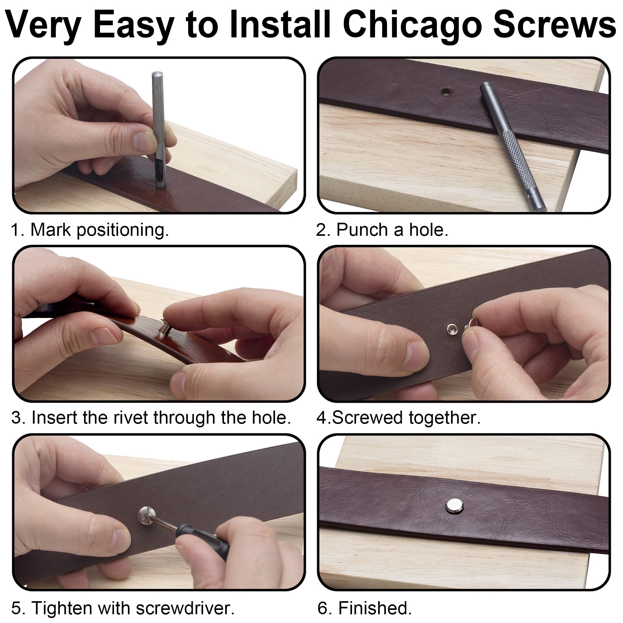 110Sets Chicago Screws Leather Rivets Assorted Screw Rivets Chicago Binding Screws for Decorate and Repair Leather Craft Belt Bag Shoes Purse Bookbinding (Gunmetal Black, M5*4,5,6,8,10,12)