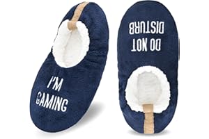 DICUIRD Mens Slipper Socks With Non Skid Bottoms, Warm Slipper Socks With Grippers For Men, Fuzzy House Fabric Slippers