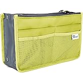 Periea Chelsy Purse Organizer Insert with Handles & 13 Pockets - 3 Sizes (Bright Green, Medium)