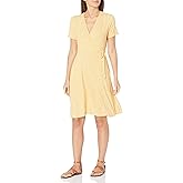 Amazon Essentials Women's Short Sleeve Faux-Wrap Dress