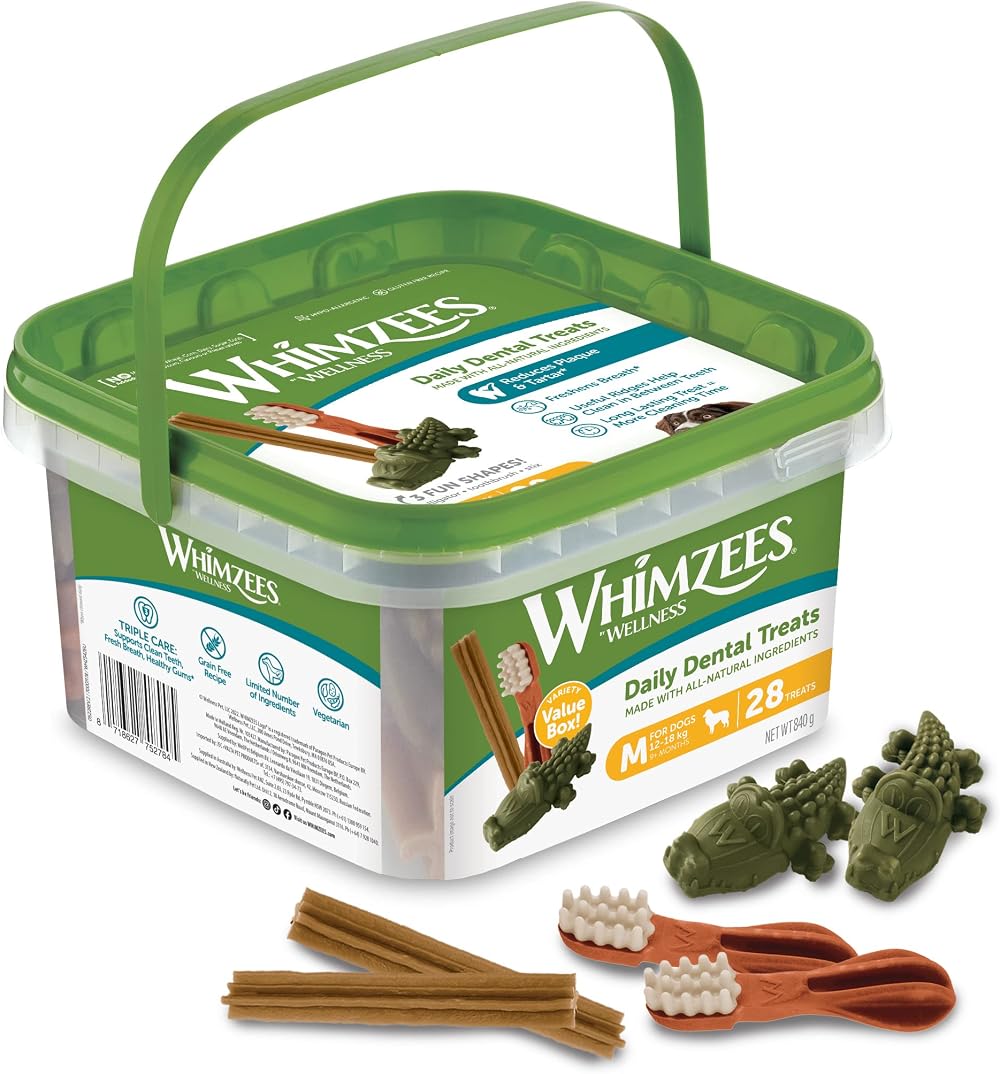 WHIMZEES Variety Box Dental M 28 Pieces Mixed Shapes Medium Breed