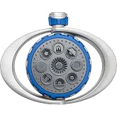 Orbit Metal 8-Pattern Turret Sprinkler, Weighted Base - 28252 | Adjustable 8-Pattern Spray with Weighted Metal Base for Stable Coverage up to 35 ft for Lawn &amp; Garden