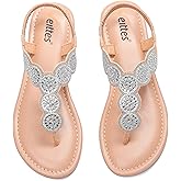 Veittes Women's Flat Sandals - Stylish classic Bohemian T-Strap Ankle Strap Thong Summer Sandals.(2307004,SV/MF,9)