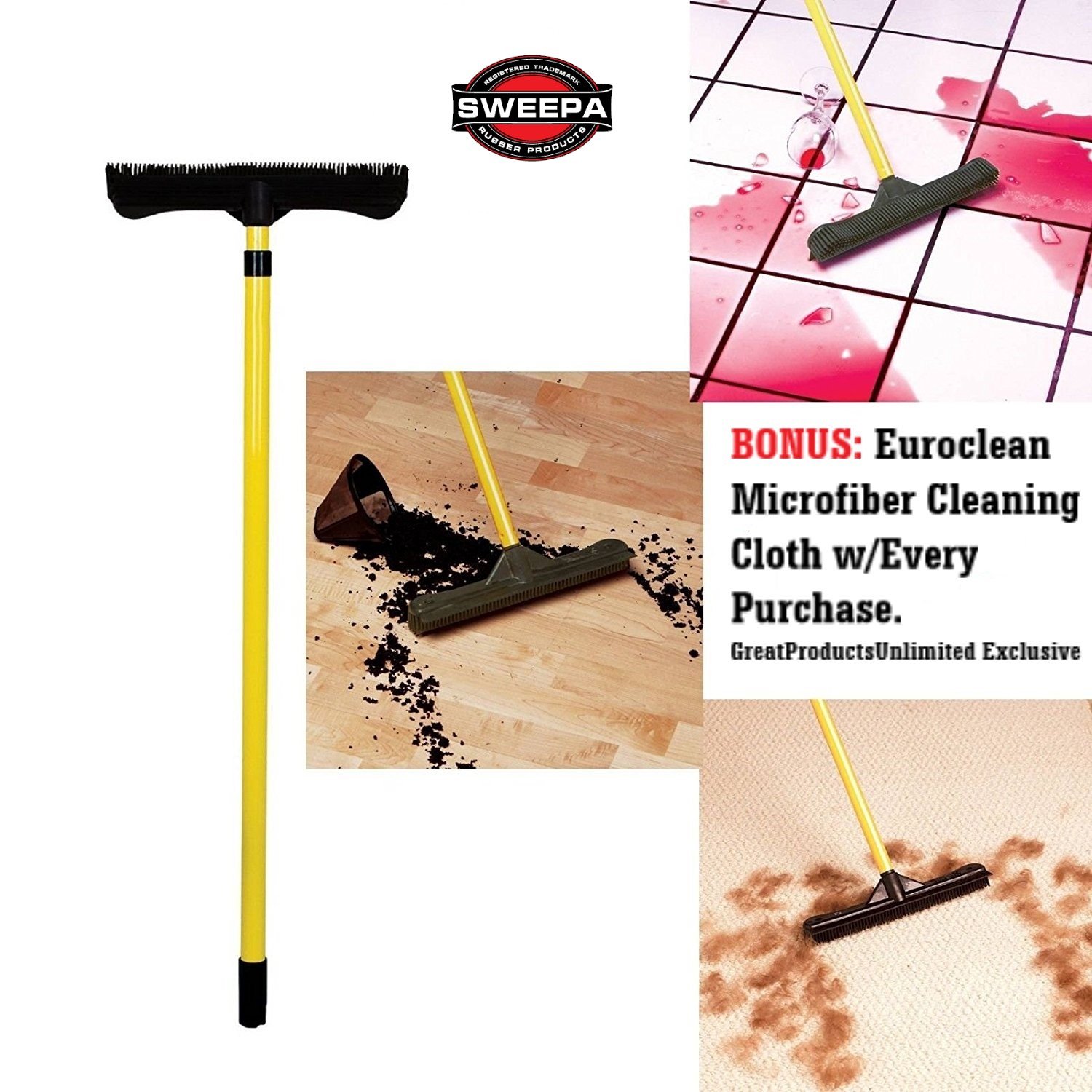 (used) Rubber Broom For Pet Hair. Professional Hair Salon Broom. Sweepa