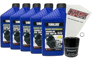 Cyclemax F150-F200 Yamalube 10W30 Marine Oil Change Kit fits 2004-2024 Yamaha F150 Outboard Engine