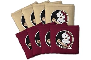 YouTheFan Officially-Licensed NCAA Set of 8 Cornhole Bags - All Weather Dual Sided Slide & Stop - Regulation Size with Carry case