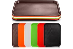 Yarlung 6 Pack Plastic Fast Food Trays, 16x12 Inches Restaurant Serving Trays Set for Coffee Table, Party, 6 Colors