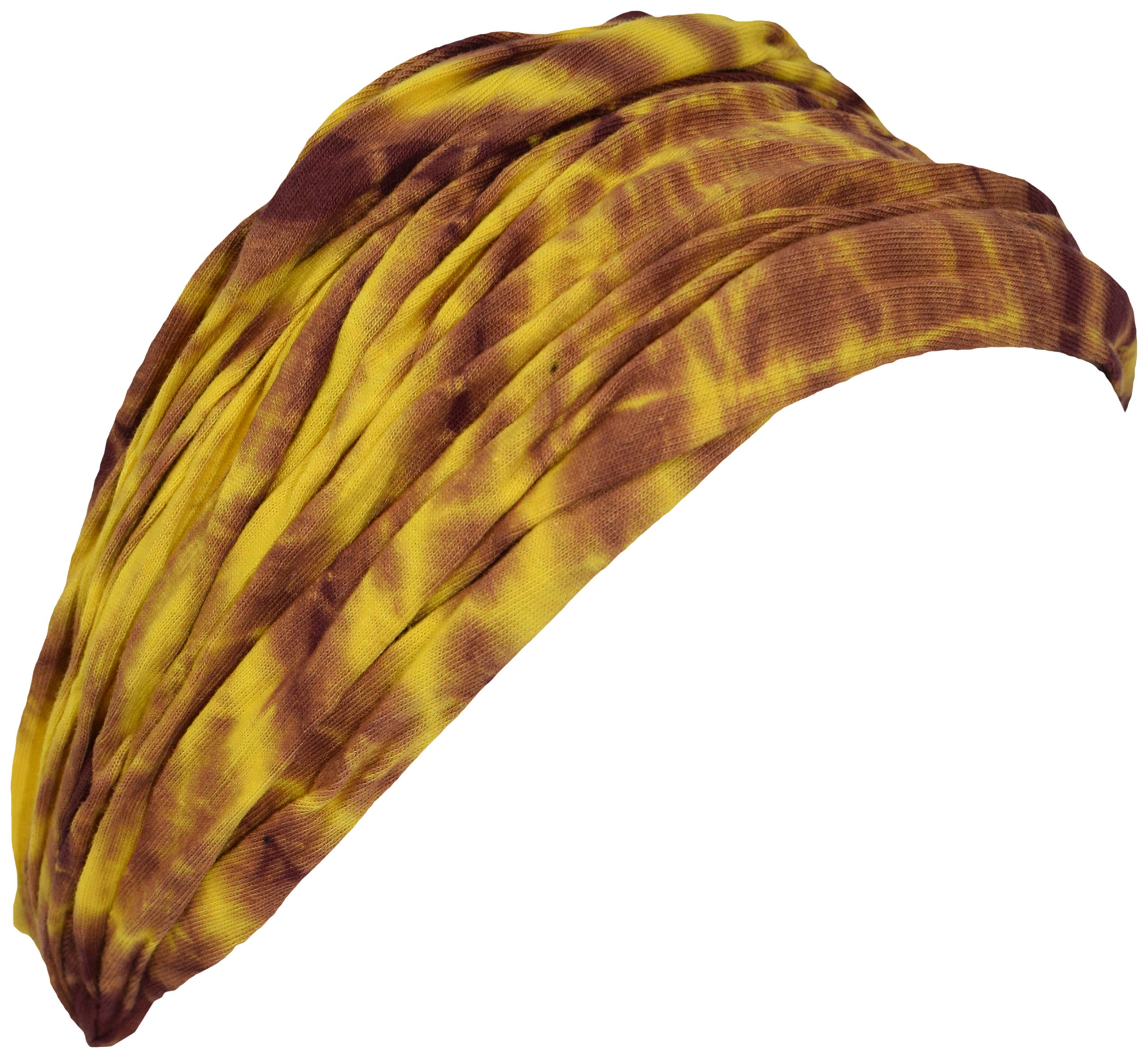 Gheri Cotton Nepalese Tie Dye Hippie Colorful Headwrap Headband Mustard
