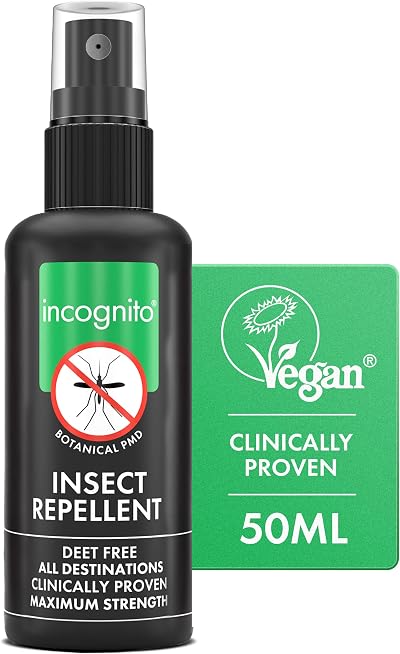Incognito Insect Repellent Spray 50ml DEET-Free Natural PMD UK Made