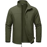 MAGCOMSEN Mens Lightweight Softshell Jacket Fleece Tactical Waterproof Coat | 4 Pockets, Zip Up, Stand Collar, Windbreaker, Rain Jacket, Breathable, Warm, Winter, Hiking, Work, Outdoor