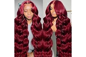 QZOQZO 28 Inch 99j Burgundy Lace Front Wigs Human Hair Red Burgundy Wig 180% Density 13×6 Body Wave Lace Front Wigs Pre Plucked Glueless Lace Front Wigs Human Hair for Women