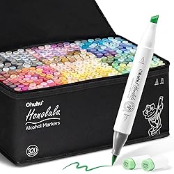 Ohuhu Alcohol Markers Brush Tip - 320-color Double