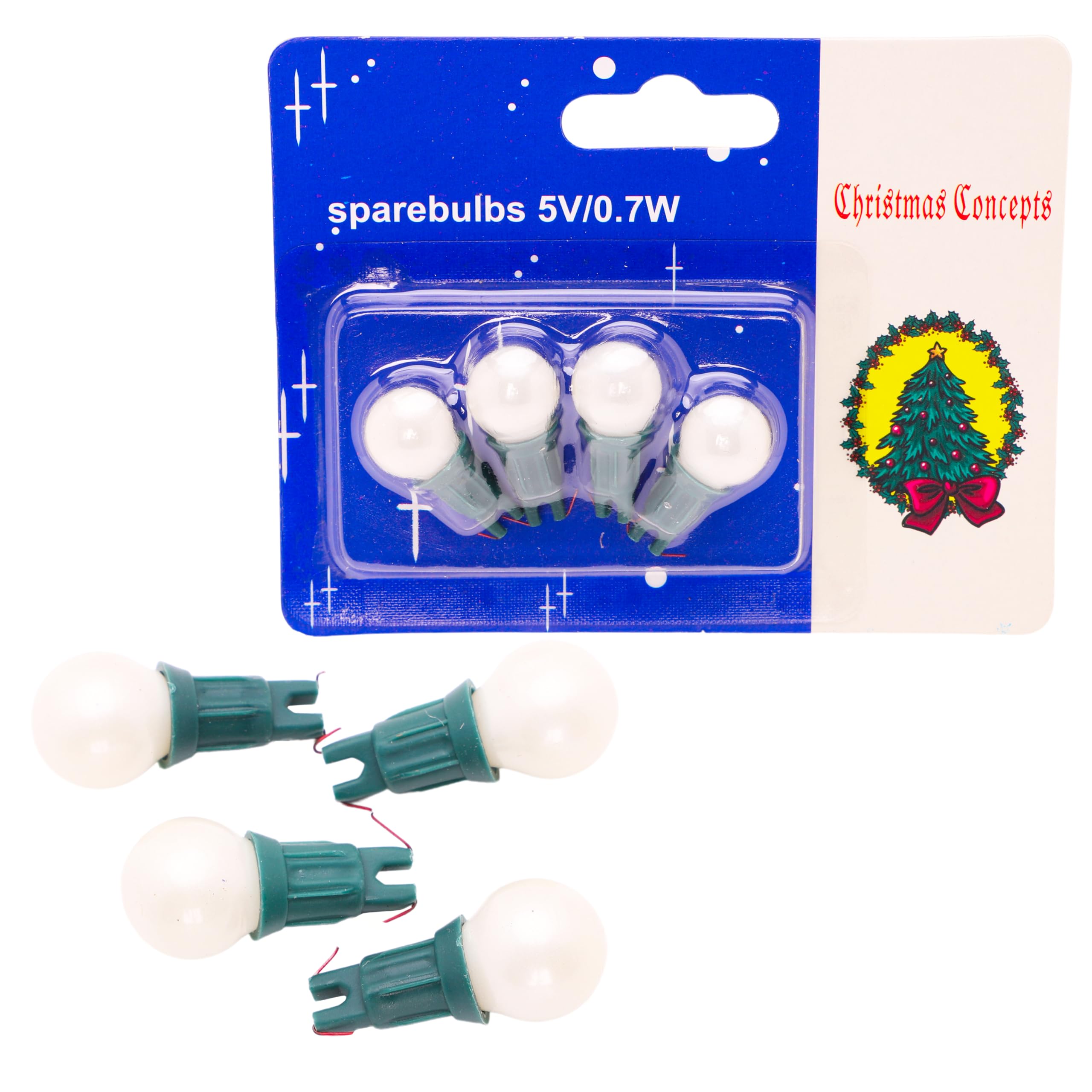 Christmas Concepts® Pack of 4 White Pearl White Berry Push in Spare Bulbs - 5v 0.65w 0.13a - Replacement Bulbs, S76-CC