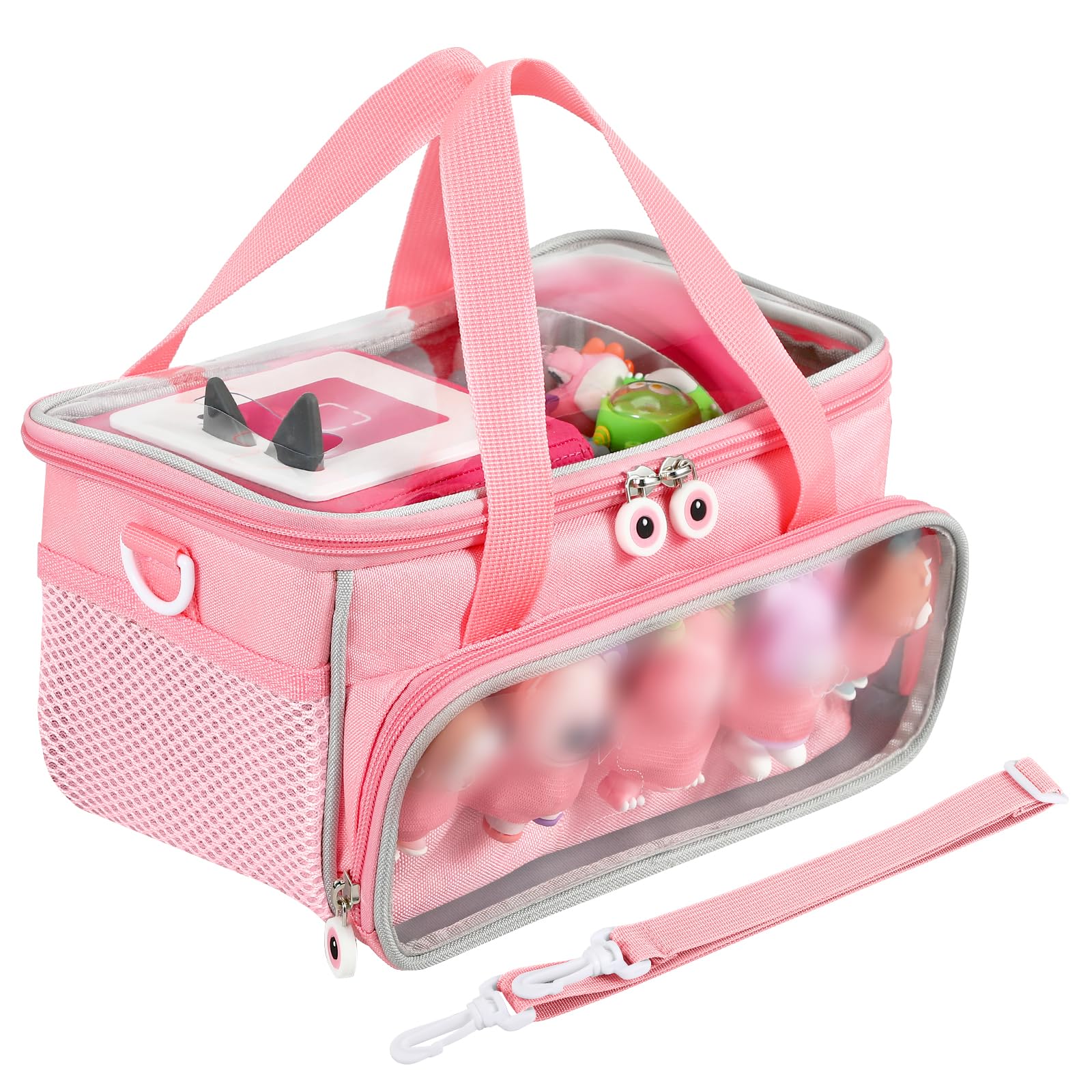 Carrying Case for Toniebox, Storage Carrier Bag for Tonie Characters with Shoulder Strap and Handle, Home Outdoor Hand Bag for Toniebox 2 Audio Player and Dolls (Pink)