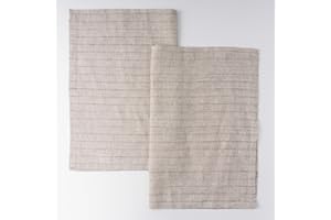 HSOFTIFY 100% Pure Linen Kitchen Towels Set of 2 - French Stripe Design 18 x 24 Inch Dish Hand Towels - Handcrafted from Flax