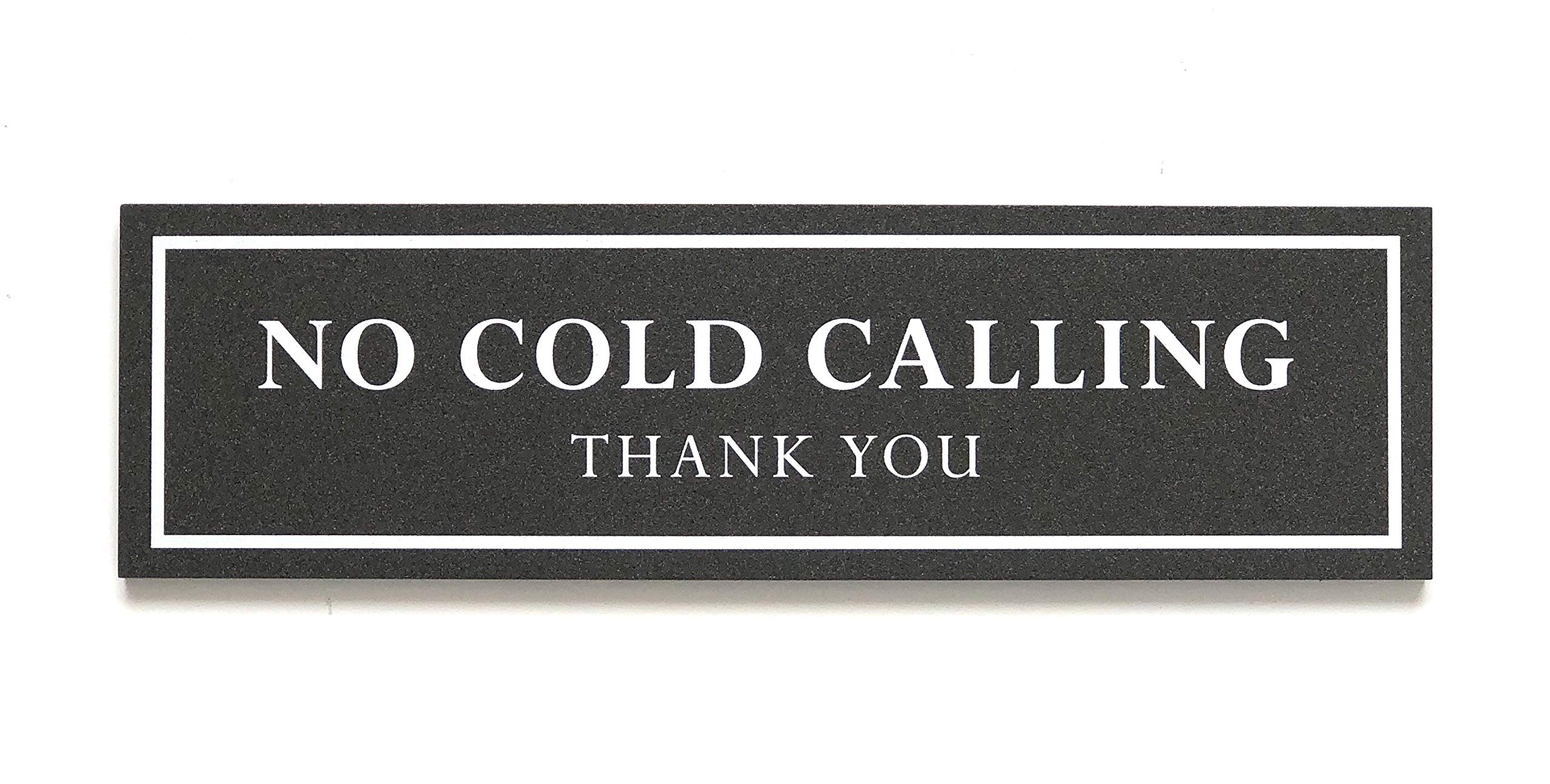 Kubik Letters No Cold Caller Sign for Front Door - No Cold Calling Door Sign - 5 mm Thick Acrylic Size 6 cm x 21 cm with Strong Adhesive Tapes (Dark Grey Metallic)