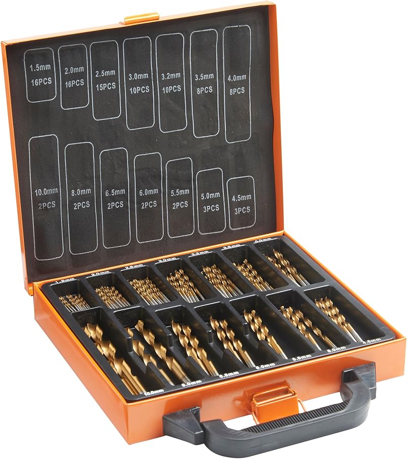VonHaus 99pc HSS Drill Bit Set with Case 1.5-10mm Titanium Coated