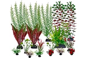 REIRQIE Aquarium Plants,Artificial Fish Tank Decorations Decor Plastic Plants Set 18 Pcs Landscaping Decorations Fish Tank Accessories,Small to Large,Tc1805