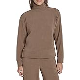Andrew Marc Womens Turtleneck Ribbed Luxe Chenille Shirt
