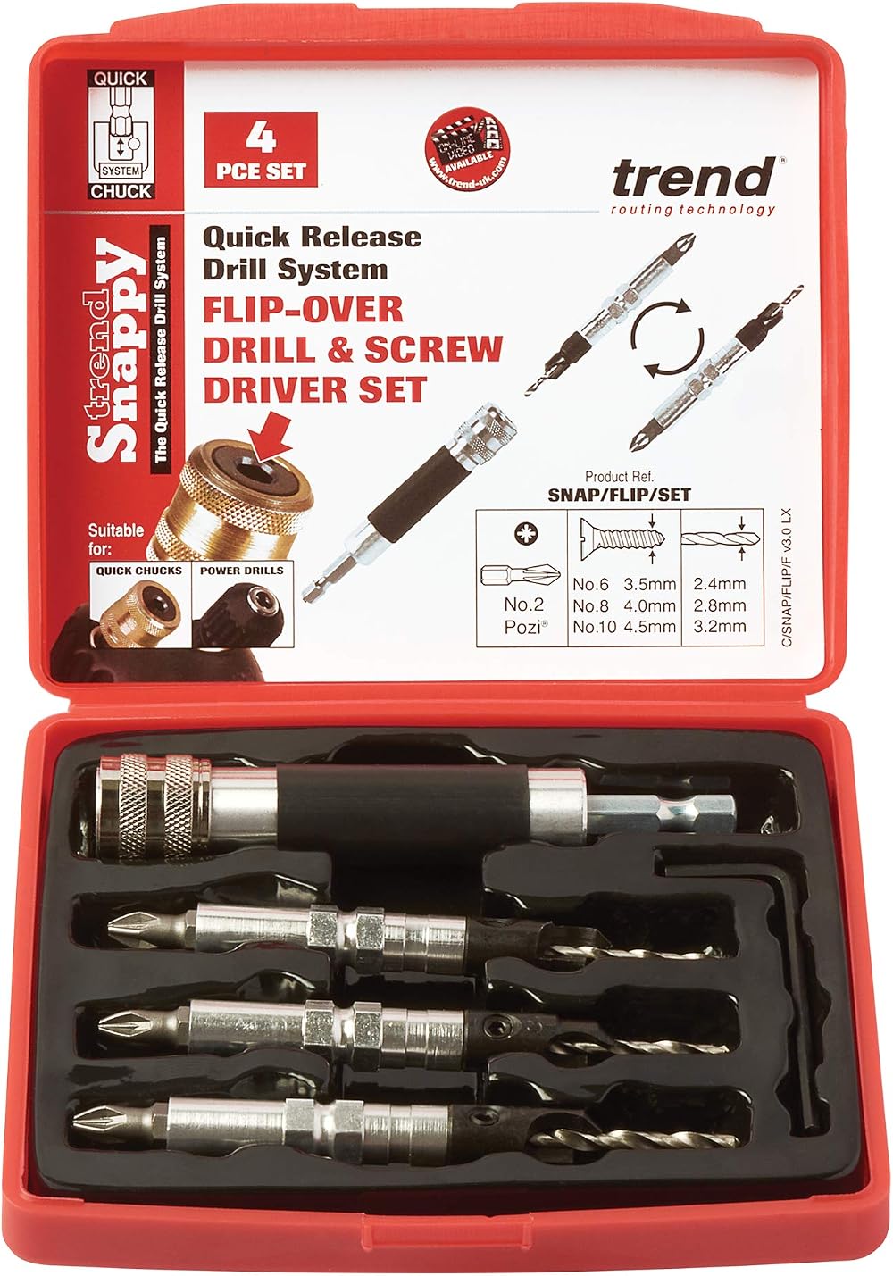 Trend Snappy 4-Piece Flip Over Driver Set with Quick Change Shank