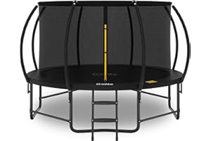 CALMMAX 14FT 12FT 10FT 16FT Trampoline with Safety Enclosure, Anti-Rust Coating – ASTM Certified, Heavy-Duty Outdoor Trampoline with Ladder – for Kids & Adults