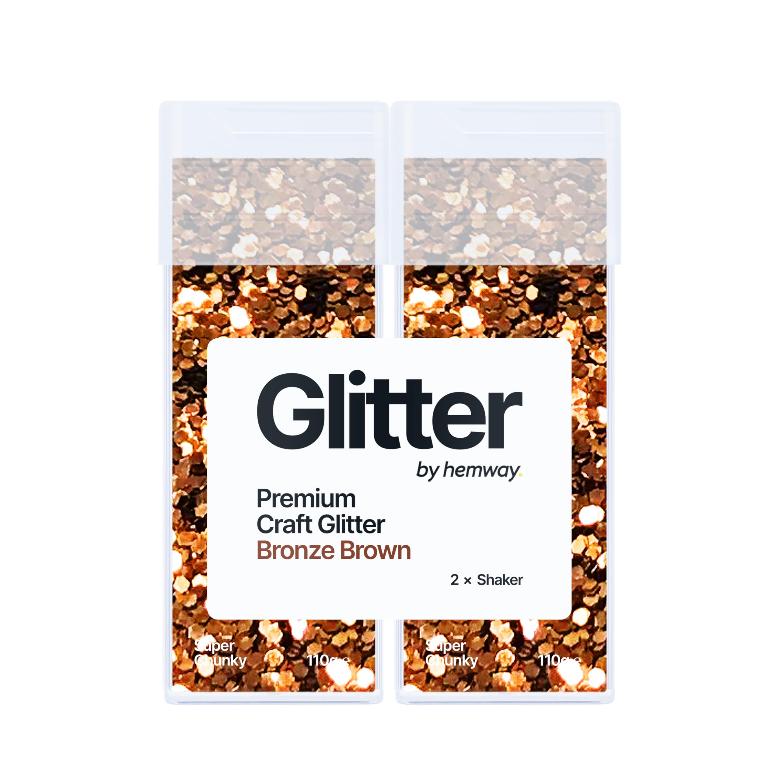 Hemway Glitter Shaker Bronze Brown 110g x2 Pack Super Chunky, Craft Glitter Shakers for Resin & Epoxy Crafts, Christmas Art Supplies, Nail, Body, Face, Eye, Festival, Crafting, Slime, Sparkle