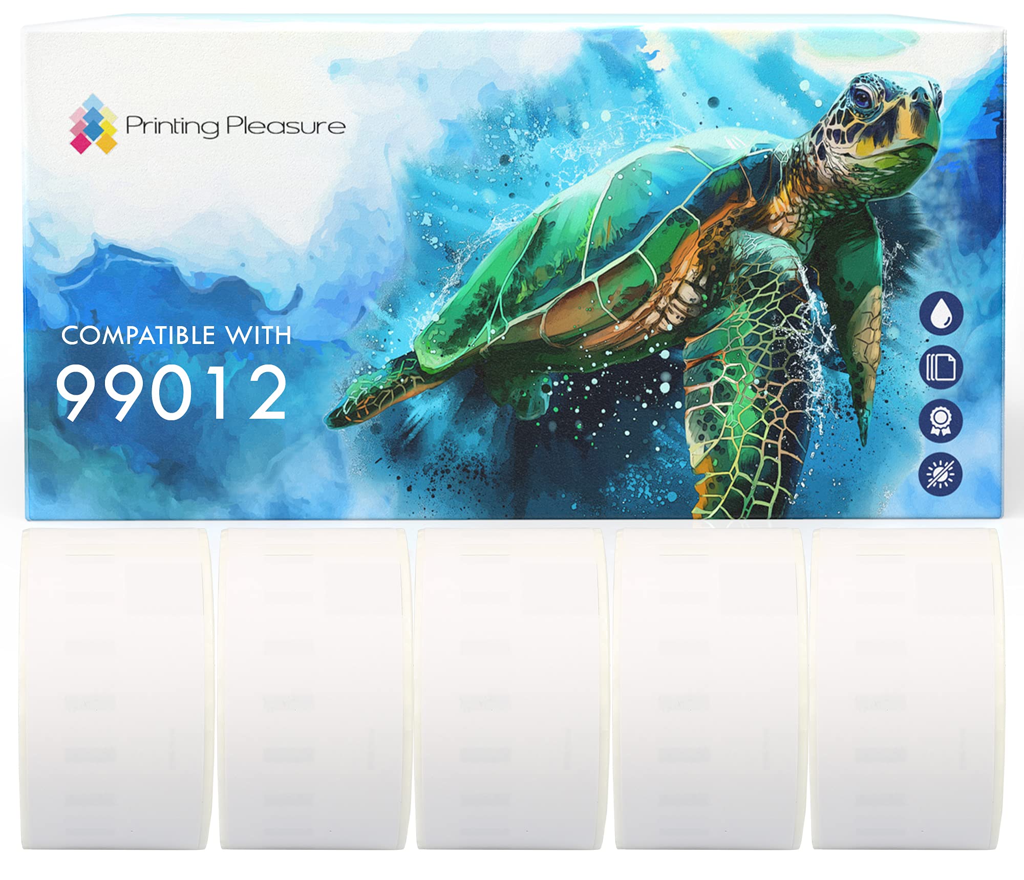 Printing Pleasure 5X Compatible with Seiko 99012 36mm x 89mm White Standard Address Labels Rolls (260 Labels per Roll) for LabelWriter 4XL 450 400 330 320 310 Twin Turbo Duo Seiko Printers