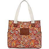 Malirona Women Canvas Tote Bag, Zipper Casual Tote's Handbag Large Capacity Shoulder Bag for Office Shopping Travel