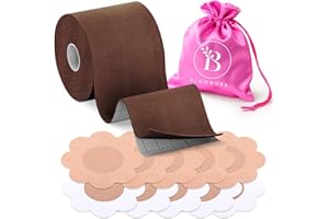 BLOOMORA Boob Tape for Large Breasts – Breast Lift Tape with Silicone Nipple Covers - Invisible Lift for Women - Perfect with