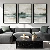 Large Framed Abstract Nature Landscape Wall Art for Living Room, Set of 3 Modern Canvas Prints Paintings Artwork for Walls, G
